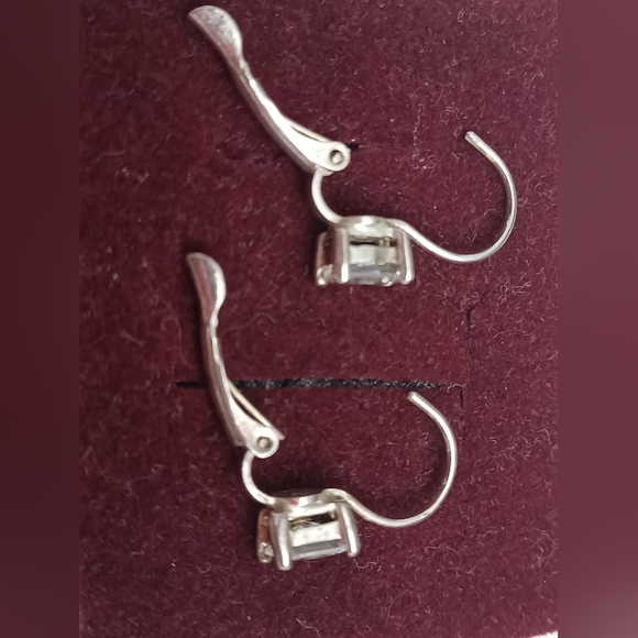 Vintage 90s Silver plated cubic zirconia earrings - Picture 4 of 5